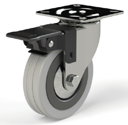 Drehbare Rad mit Bremse, geignet für größere Belastung  für härtere Bodenbelege