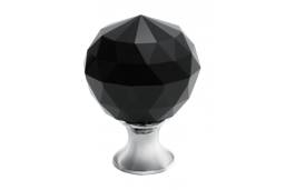 Möbelknopf Crystal Palace A, 30 mm, Kristallfarbe: schwarz, Metalloberfläche: Chrom glänzend