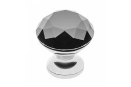 Möbelknopf Crystal Palace B, 25 mm, Kristallfarbe: schwarz, Metalloberfläche: Chrom glänzend