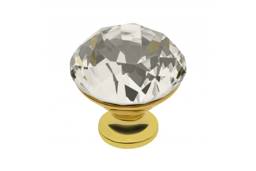 Möbelknopf Crystal Palace B, 30 mm, Kristallfarbe: durchsichtig, Metalloberfläche: Messing